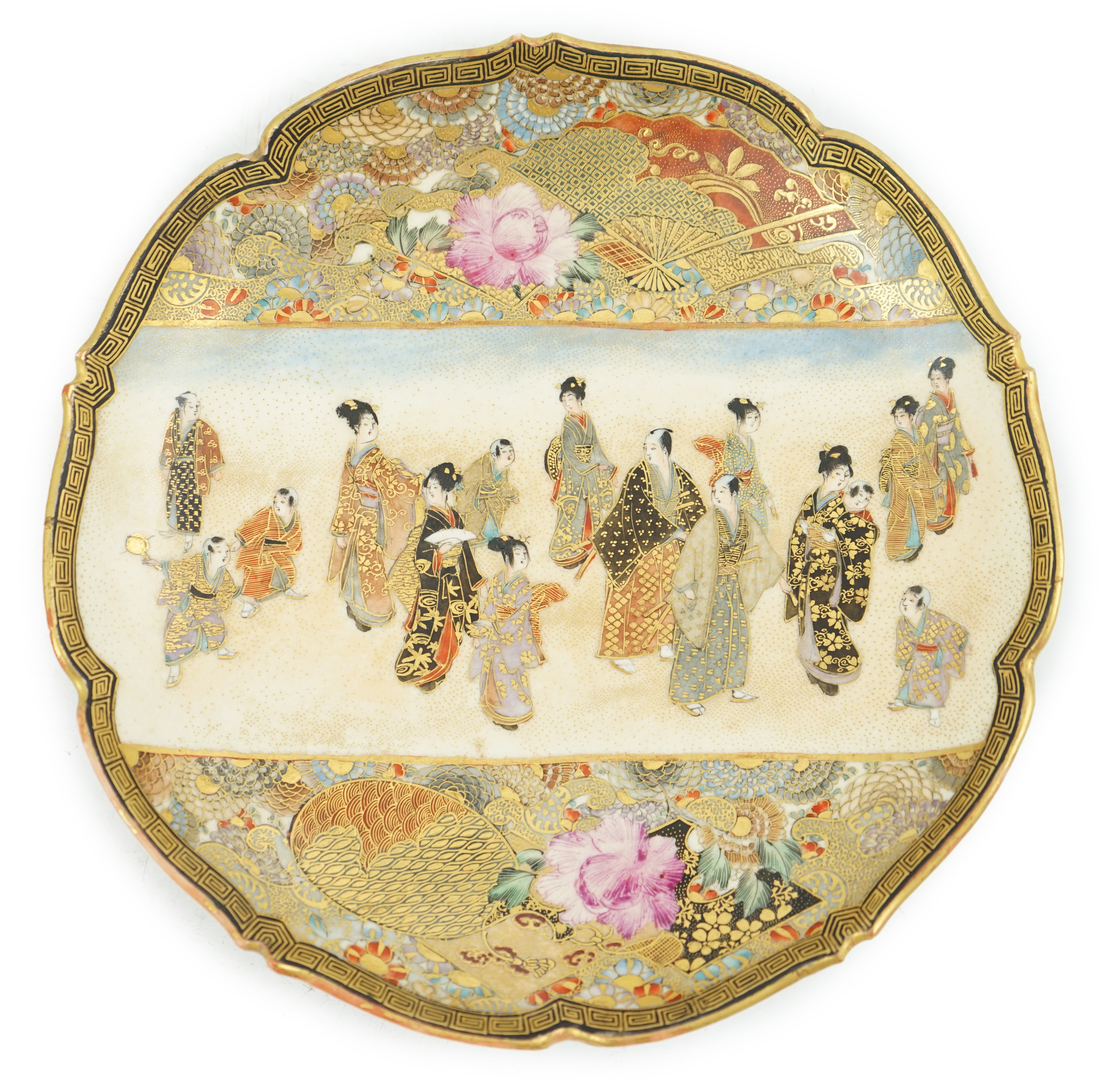 A Japanese Satsuma barbed rim dish, Meiji period